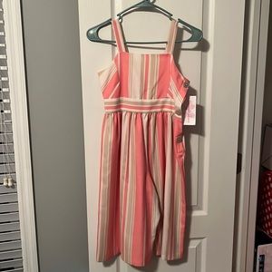 Bonnie Jean Girls Pink Linen Stripe Jumpsuit - NWT